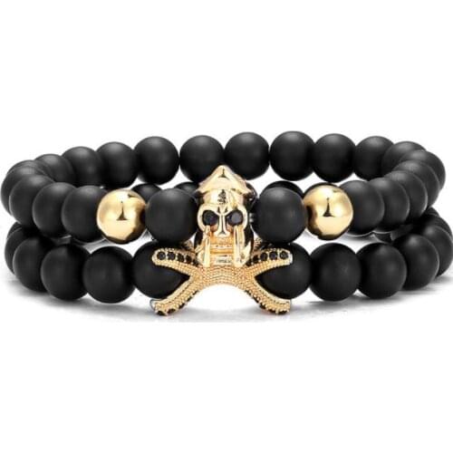 2pcs/lot 8mm helmet crown gold silver copper cz zircon cubic zirconia beads bohemian Bracelet Stone Bangles vv2d