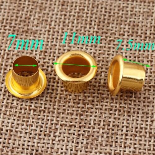 200PCS Gold Eyelets and Grommets Leather Metal Eyelets Grommets With Washers Canvas bag Eyelets-7mm