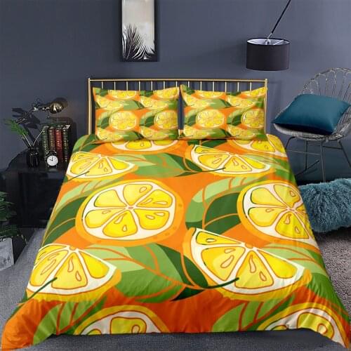 3D Stripe Orange Printed Duvet Cover Cute Quilt Cover Bedding Set Pillowcase 2/3 Pcs Single Twin Double Full Queen King Size
