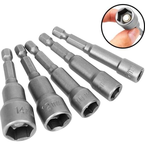 6/7/8/10/12/14MM Hex Socket Sleeve Nozzles Wind Approved Sleeve Electric Nut Driver Strong Magnetic Drill Bit Adapter