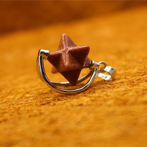 6pcs Natural stone star pendant necklace Melcaba golden stone Meditation Quartz Treat Crystal Charm for Jewelry Making Free