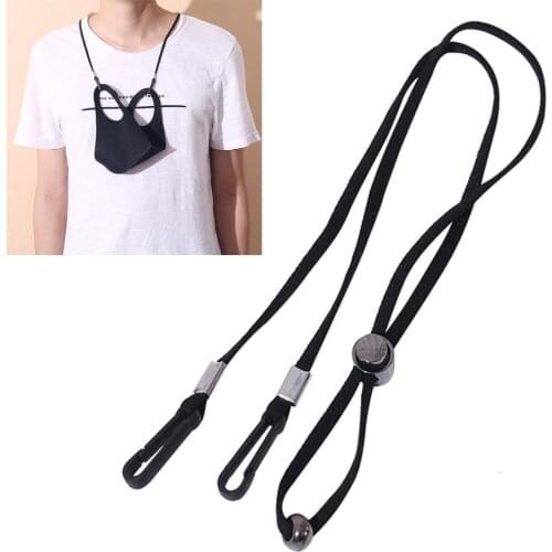 70cm Long Adjustable Face Cover Holder Hanging Neck Lanyard Windproof Anti Lost Rope Hat Cap Removable Chin Straps