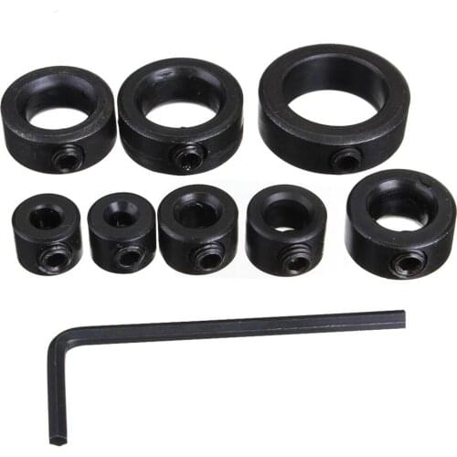 8pcs Universal Portable Twist Drill Bit Depth Stop Collarwith Hex Wrench Ring Positioner Woodworking Locator Tools Accessory Set