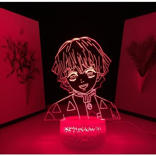 Demon Slayer Anime Figure Agatsuma Zenitsu LED Lamp for Bedroom Decor Light Kids Child Birthday Gift Zenitsu Table Light