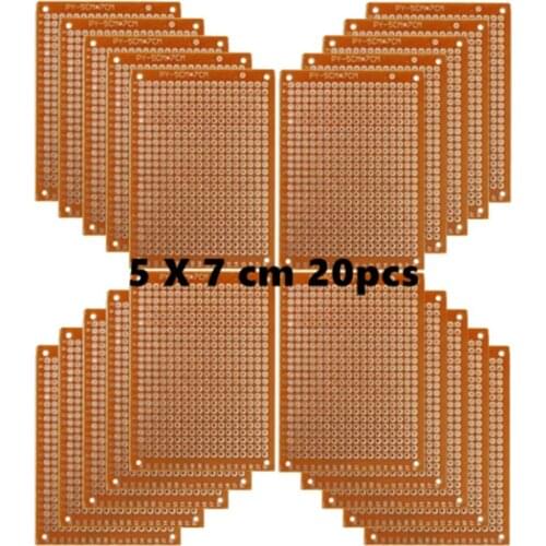 Aokin Copper Perfboard 20 PCS Paper Composite PCB Boards (5 cm x 7 cm) Universal Breadboard Single Sided Printed Circuit Board