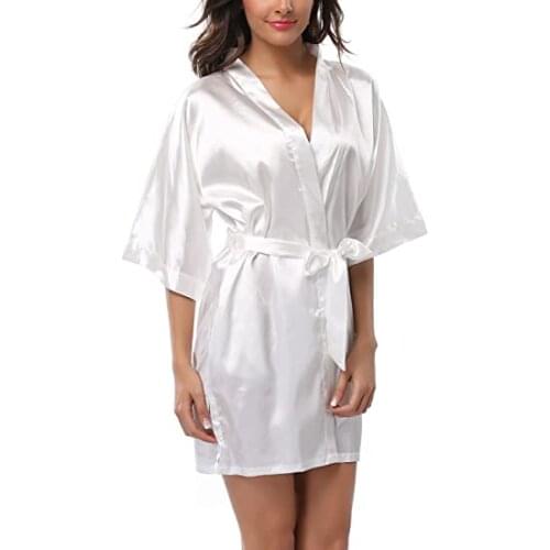Satin Robe Female Intimate Lingerie Sleepwear Silky Bridal Wedding Gift Casual Kimono Bathrobe Gown Nightgown Sexy Nightwear