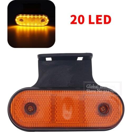 12V 24V 20LED Amber Car Truck Side Marker Light Rear Clearance Signal Indicator Lamp Tail Light For RV Trailer Lorry Pickup Boat