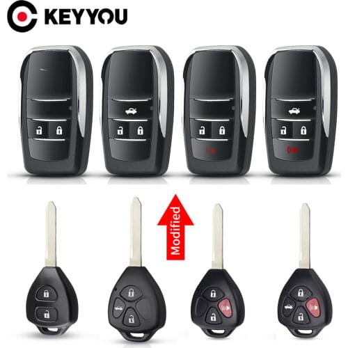 KEYYOU Fob 2/3/4BT Replacement Modified Remote Car Key Case Shell For Toyota Corolla Camry Auris TOY47 Upgrade Key Cover