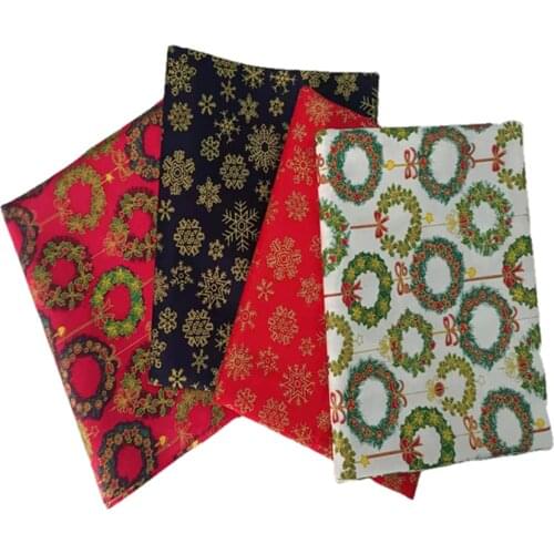 Bronzed Christmas Cotton Twill Fabric Red Snowflakes Cotton fabric for DIY Material