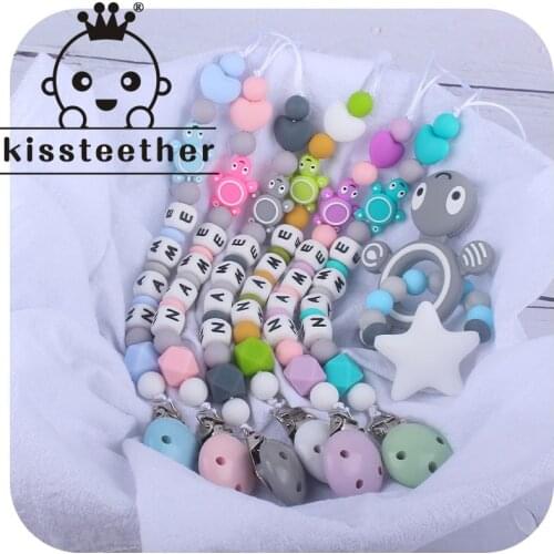 Kissteether Baby Pacifier Chain Holder Dummy Chain Eco Sea Turtle Teether Beads Chewing Shower Teether Toys Personalized Gifts
