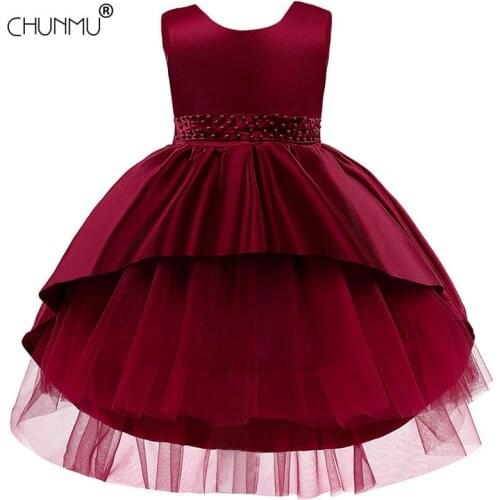 Flower Kids Dress for Girls Wedding Party Lace Backless Bowknot Girl Dress Elegant Princess Communion Gown For Children Dress