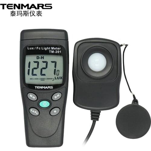 TM-201 1/2 LCD Display Digital Luxmeter Light Illumination Meter LUX/FC Light Meter 200000 Lux
