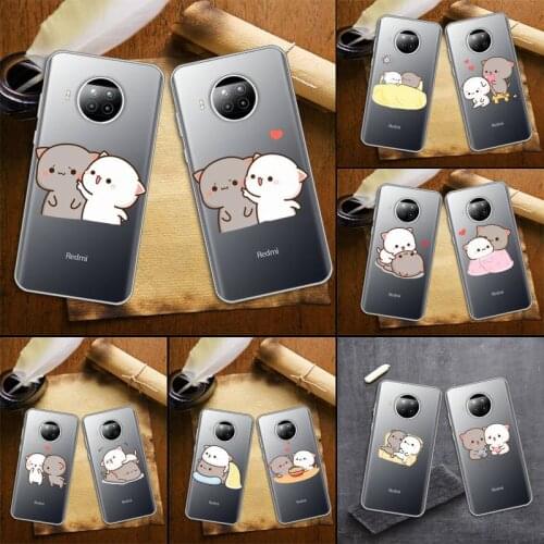 Jemy Peach Cat Cartoon Phone Case Transparent for Xiaomi mi Redmi note 10 t 8 9 pro lite 11 Samsung S 8 9 10 20