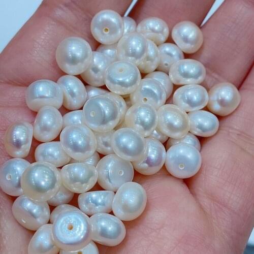3A Quality White Button Pearls Half Hole Loose Freshwater Pearls for Jewelry Making 8-8.5mm 10-10.5mm Black Pearl