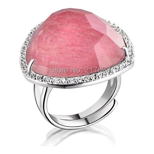 DORMITH real 925 sterling silver rings dream Natural Rhodonite rings gemstone rings for women jewelry rings free size