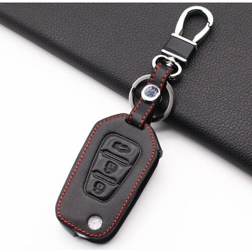 Leather Remote Control Key Cover Case for LiFan X60 Auto Parts 3 Button Folding Keypad Cover Car Style