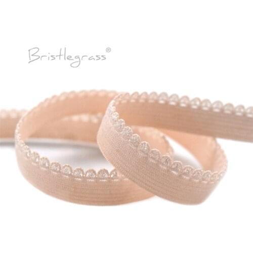 BRISTLEGRASS Wholesale 50 Yard 3/8" 10mm Picot Loop Frilly Decorative Lace Trim Elastics Spandex Bands Underwear Lingerie Sewing