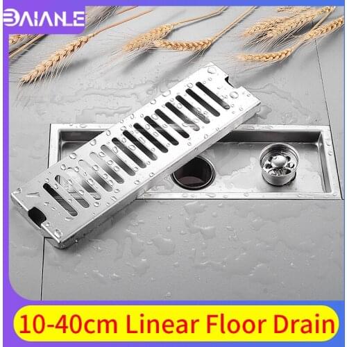 Linear Floor Drains Stainless Steel Floor Drain Cover Tile Insert Channel Bathroom Shower Drainer Anti-odor Floor Waste Grates