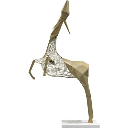 Metal deer hotel lobby large floor stainless steel Abstract ornaments sales office soft decoration hall modern crafts