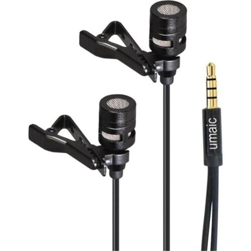 Mini Lavalier Mic Lapel Microphone 3.5mm Tie Clip Dual Headed Recording Clip Microphone For IPhone PC Laptop Lound Speaker