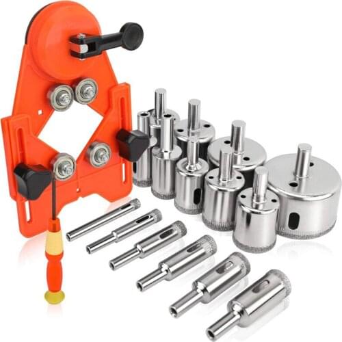 15 PCS Diamond Hole Saw Kit with Drill Guide From 6mm-50mm for Ceramic,Glass,Porcelain,Marble