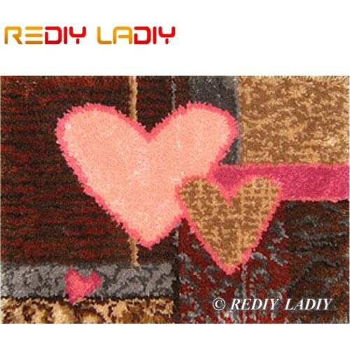 Latch Hook Kit Make Your Own Rug Wedding Love Tapestry Crochet Cushion Mat DIY Carpet Rug Set Pre-Printed Canvas Hobby & Crafts