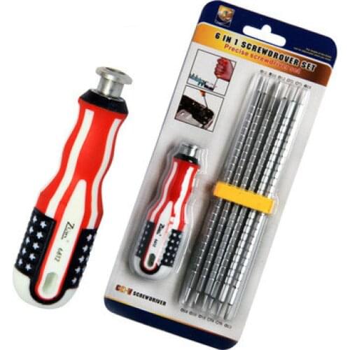 6-in-one dual-purpose screwdriver set double-headed retractable batch rod special-shaped multi-purpose combination hardware tool