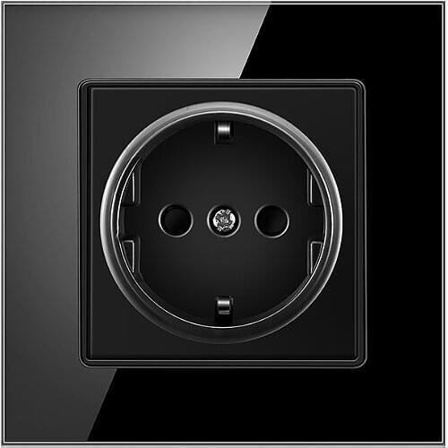 86 Type Wall Electrical Popsocket German Standard Crystal Glass Panel Wall EU Socket Power Outlet AC110-250V 16A