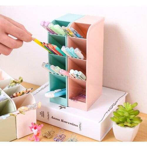 4 Grid Desktop Pen Holder Large-capacity multifunctional Desktop Organizer Washi Tape storage box School Office Stationery