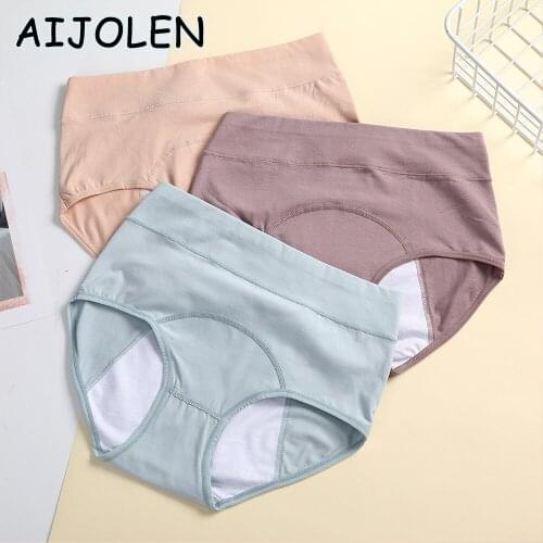 AIJOLEN Menstrual Period Leak-proof Underwear High-waist Warmth and Thickened Panties for Ladies Solid Color Breathable Briefs