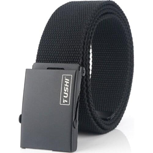 New Fashion Men Belt Canvas Belts for Mens High Quality Jeans Strap Boys Dress Canvas Student Casual Automatic belt 120CM Black