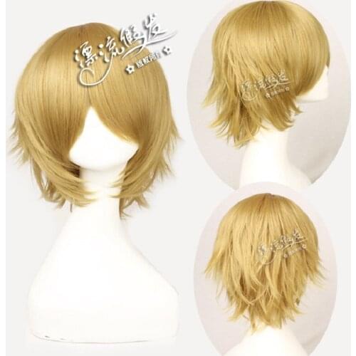 Danganronpa Togami Byakuya Cosplay Wig Short gold Wigs Heat Resistant fiber Synthetic Hair Anime Dangan Ronpa fake hair