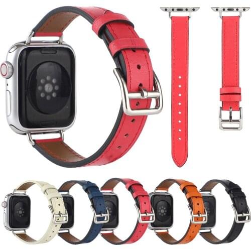 Swift Leather Strap for Apple Watch 6 Band 5 4 3 Slim Bracelet Womens Wristband for iWatch 6 SE Series 44mm 40mm 42mm 38mm Bands