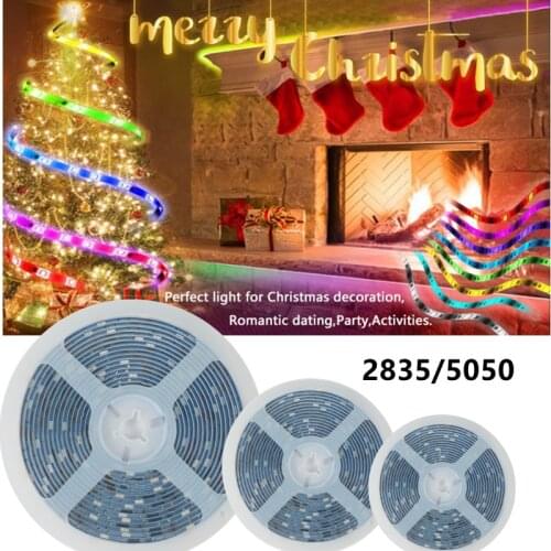 12V Rgb Led 5050 2835 Alleen Strips Licht 5M10M15M20MSet Decoratie Lamp Lint String Kerst Flexibele geen Waterdicht Decor Diode