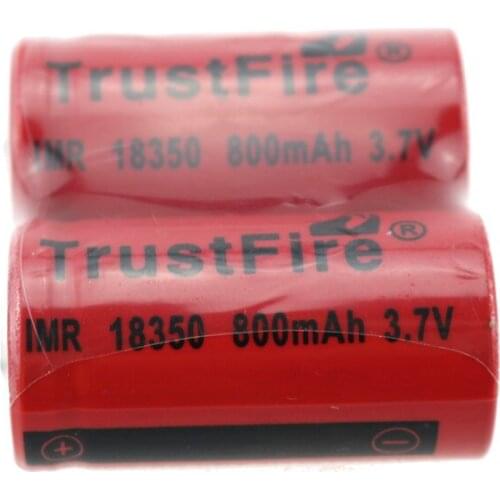 TrustFire IMR 18350 800mAh 3.7V Rechargeable Lithium Battery Li-ion Batteries For E-cigarettes Flashlights Torch