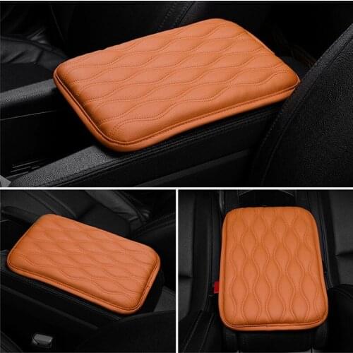 1pc Universal Car Armrest Soft Pad Waterproof PU Leather Anti Scratch Resistant Center Console Cushion Non Slip Arm Rest Cover