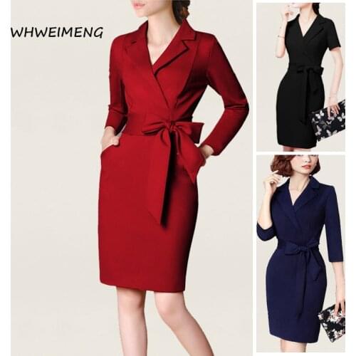 Occasion Dresses 2020 Women Office Wear Summer Dress Formal Wear For Women V-Neck Elegant Robe Work Dress Vestidos