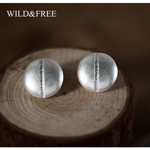 Wild&Free Punk Round Ear Stud Earrings Indeia Jewelry Carved Matte Gold Silver Color Geometry Earrings Pendientes Accessories