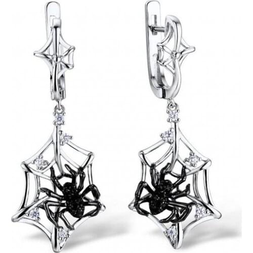 Women Earrings Black Widow Spider Web Stereo Earrings Female Personality Charm Earrings Popular Exquisite Banquet Jewelry