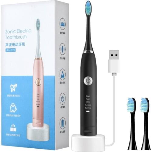 Sonic Toothbrush USB Electric Tooth Brush Vibration Toothbrush 5 Adjustable Modes Waterproof Rechargeable Teeth Whitening