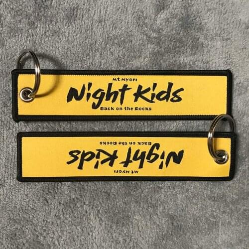 1 pieces JDM Night kids Keychain Launch Key Chain Bijoux Keychains for Motorcycles and Cars Black Key Tag Embroidery Key Fobs