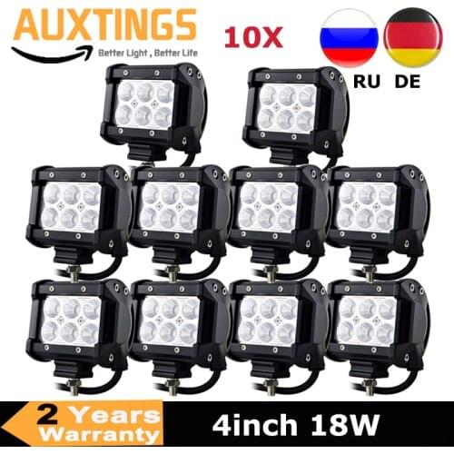 10PCS FREE SHIPPING 4inch 18w led light bar spot flood offroad led work light 12 volt IP67 led driving light for trucks