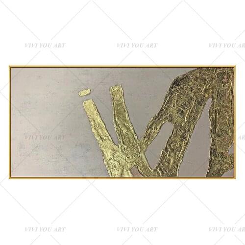 100% Handmade Gold Abstract Oil Painting for Living Room Modern Painting wall decor picture art Gift