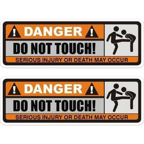 2Pcs 12x4cm Car Safety Warning Decals PVC Auto Sticker Danger Do Not Touch Sign Sticker For Car Trunk Windshield Car Body Window