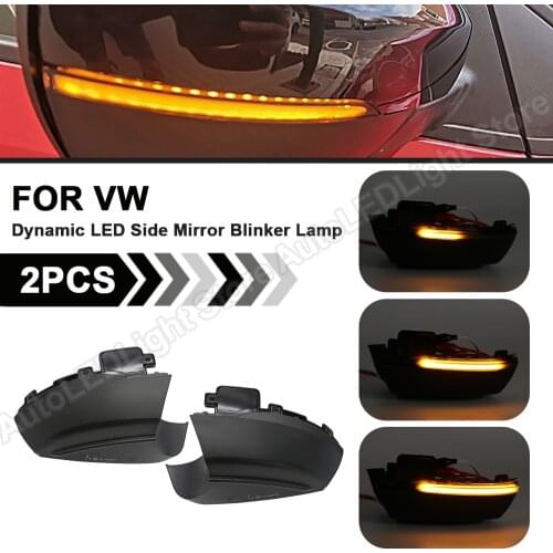 2Pcs For VW Polo MK5 2010 2011 2012 2013 2014 2015 2016 2017 up! VW Ameo Dynamic LED Side Mirror Blinker Light Turn Signal Lamp