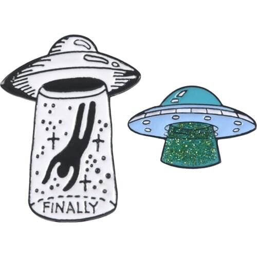 2pcs Cartoon Enamel Lapel Pin Brooch Lot Cute UFO Alien Jewelry Badge