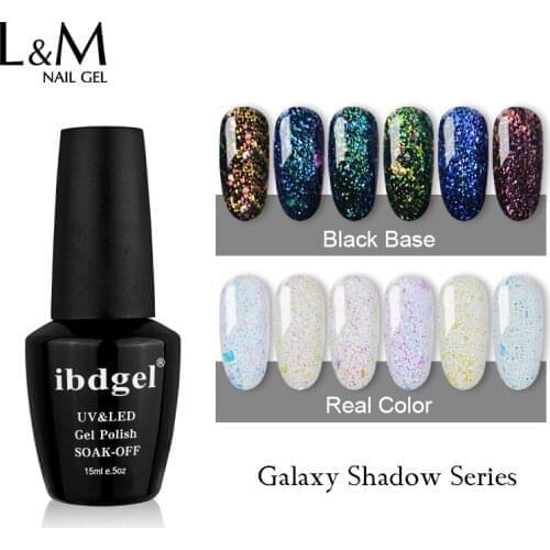 3pcs/lot ibdgel Galaxy Shadow Series Soak Off Nails Gel Polish Glitter nails UV/led lamp High capacity