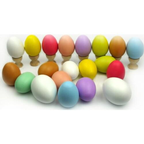 6cm wooden Easter paniting eggs decoration egg DIY colorful egg model childrens toys Creative Painting egg