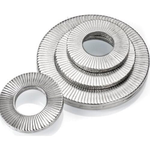 8pcs M3 M4 M5 M6 M8 Double-Stacked Self-Locking Washer Anti-Loosing Enlarged Outer Diameter Locking DIN25201 SK5