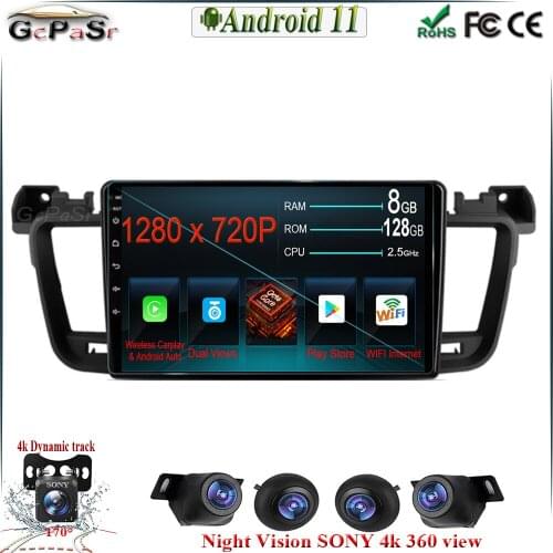 6+128G 9'' Android 11 Carplay for Peugeot 408 for Peugeot 508 2011 2012 2013-2018 BT WIFI Bluetooth Carplay GPS DVR IPS Screen